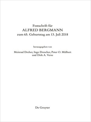 cover image of Festschrift für Alfred Bergmann zum 65. Geburtstag am 13. Juli 2018